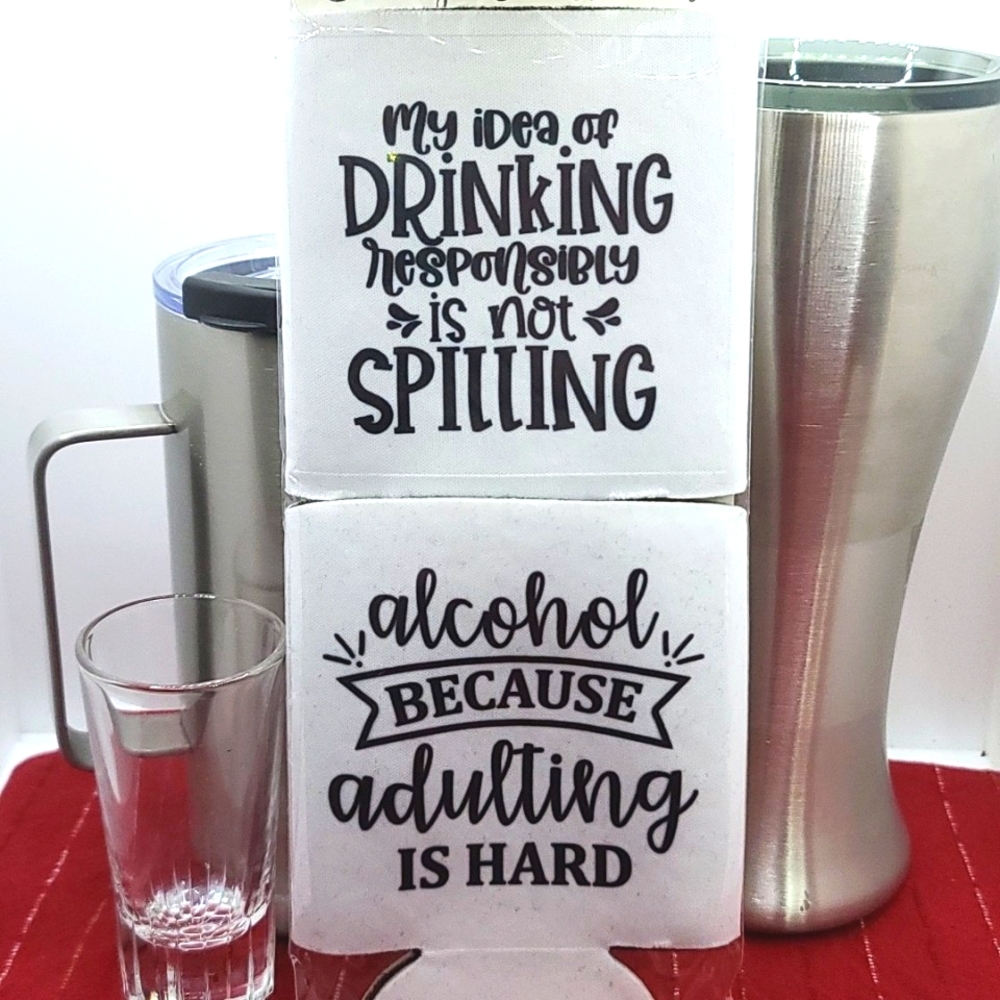 Beverage holder set of 2 for can water bottle - funny comical 😄 designs